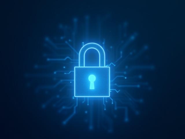 A glowing, secure padlock icon overlaid on a network diagram, symbolizing data security and privacy protection.