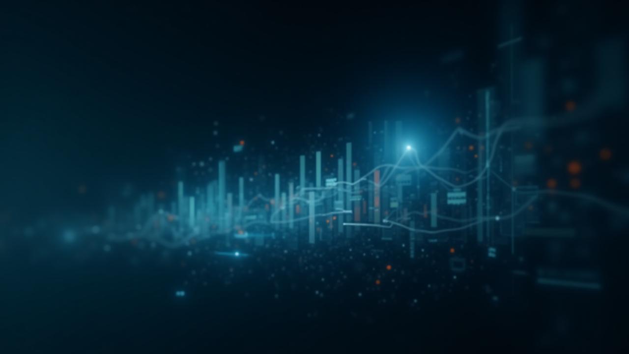 Abstract data visualization showing computer performance analytics with graphs and charts